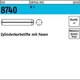 Zylinderkerbstift ISO 8740 Fasen 6x 45 A 1 100 Stück - VPE: 100