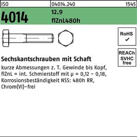 Sechskantschraube ISO 4014 Schaft M12x90 12.9 flZnL 480h zinklamellenb. 50St. - VPE: 50