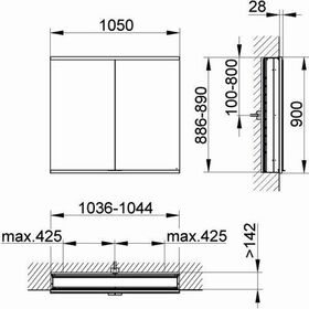 Keuco Spiegelschrank ROYAL MODULAR 2.0 Breite 1050mm Höhe 900mm Tiefe 160mm