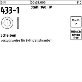 Scheibe DIN 433-1 5,3x 9x1 Stahl 140 HV 500 Stück - VPE: 500