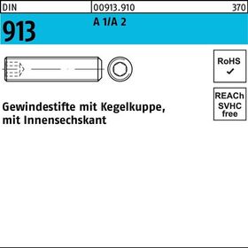 Gewindestift DIN 913 Kegelkuppe/Innen-6kt M20x 20 A 1/A 2 10 Stück - VPE: 10