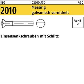 Linsensenkschraube ISO 2010 Schlitz M5x60 Messing galv. vernickelt 200St. - VPE: 200