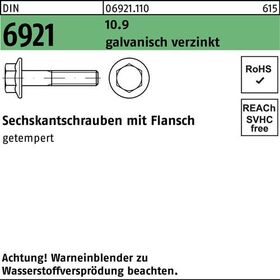 Sechskantschraube DIN 6921 Flansch M10x 50 10.9 galv.verz. 100Stück - VPE: 100