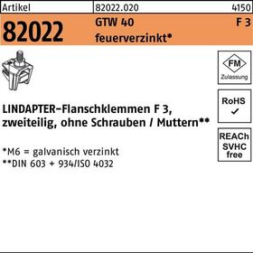 Flanschklemme R 82022 GTW 40 F 3 M10/30 feuerverz. 1 Stück LINDAPTER