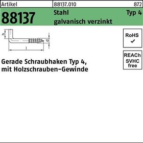 Schraubhaken R 88137 Typ 4 gerade 60x 4,8x 13 Stahl galv.verz. 100St. - VPE: 100