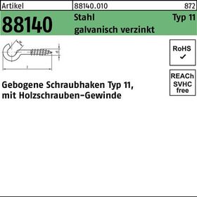 Schraubhaken R 88140 Typ 11 gebogen 30x2,3x10 Stahl galv.verz. 100St. - VPE: 100