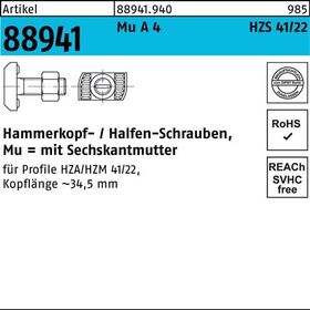 Hammerkopfschraube R 88941 HZS41/22 6-ktmutter M12x50 Mu A 4 25St. HALFEN - VPE: 25