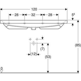 Geberit Waschtisch ACANTO 1200x480mm HL li u re o Überlauf weiß KT