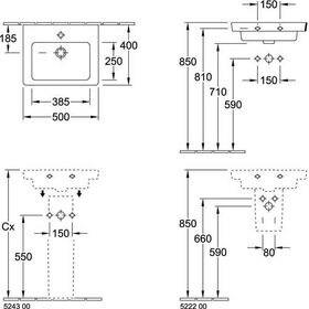 V&B Handwaschbecken SUBWAY 2.0 500x400mm, mit ÜL we C+