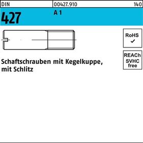 Schaftschraube DIN 427/ISO 2342 Kegelkuppe/Schlitz M10x 20 A1 100 Stück - VPE: 100