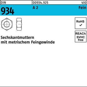 Sechskantmutter DIN 934 M12x 1,25 A 2 (- 70) 50 Stück - VPE: 50