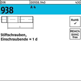 Stiftschraube DIN 938 M6x 35 A 4 25 Stück - VPE: 25