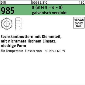 Sechskantmutter DIN 985 Klemmteil M20 8 (=M 5 = 6/8 ) galv.verz. 50St. - VPE: 50