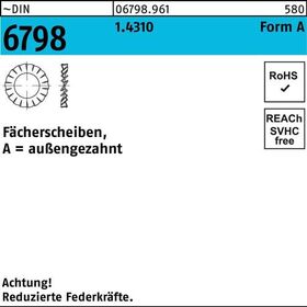 Fächerscheibe DIN 6798 FormA außengezahnt A 8,4 1.4310 100 Stück - VPE: 100