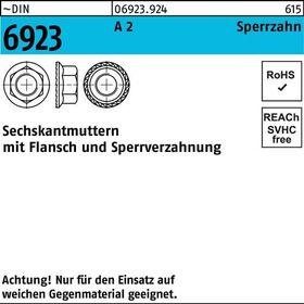 Sechskantmutter DIN 6923 Flansch M10 A 2 Sperrzahnung 500 Stück - VPE: 500