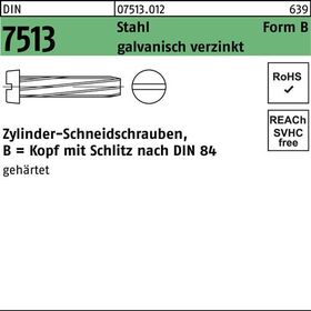 Gewindeschneidschraube DIN 7513 FormB Zylinder Schlitz BM 6x12 Sta verz. 1000St. - VPE: 1000