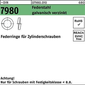 Federring DIN 7980 f.Zylinderschrauben 3 Federstahl galv.verz. 1000St. - VPE: 1000