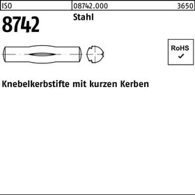 Knebelkerbstift ISO 8742 kurzen Kerben 5x 24 Stahl 100 Stück - VPE: 100