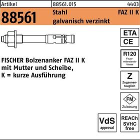 Ankerbolzen R 88561 FAZ II 10/10K Stahl galv.verz. 50 Stück FISCHER - VPE: 50