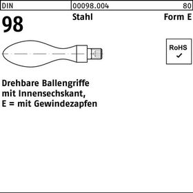 Ballengriff DIN 98 Gewindezapfen E 20 M8 Stahl 10 Stück - VPE: 10