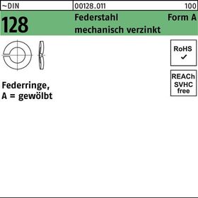 Federring DIN 128 A 8 Federstahl mech.verz. 1000 Stück - VPE: 1000