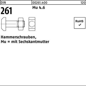 Hammerschraube DIN 261 Sechskantmutter M12x 60 Mu 4.6 10 Stück - VPE: 10