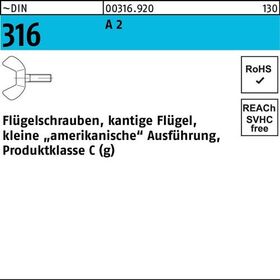 Flügelschraube DIN 316 M4x 20 A 2 kleine Ausführung 50 Stück - VPE: 50