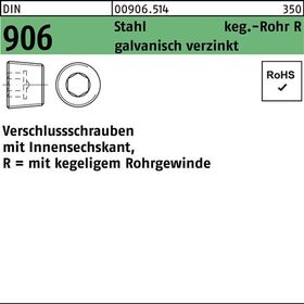 Verschlußschraube DIN 906 Innen-6kt R 1 Stahl galv.verz. 25 Stück - VPE: 25