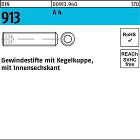 Gewindestift DIN 913 Kegelkuppe/Innen-6kt M20x 20 A 4 10 Stück - VPE: 10