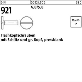 Flachkopfschraube DIN 921 Schlitz M3x 5 4.8/5.8 100 Stück - VPE: 100