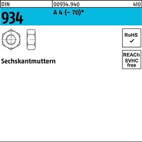 Sechskantmutter DIN 934 M6 A 4 (- 70) 1000 Stück - VPE: 1000