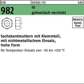 Sechskantmutter DIN 982 Klemmteil M16 10 galv.verz. 50 Stück - VPE: 50