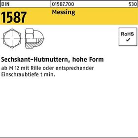 Sechskanthutmutter DIN 1587 M10 SW 17 Messing 100 Stück - VPE: 100