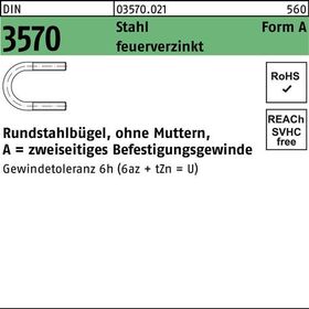 Rundstahlbügel DIN 3570 o.Mutter A 228/NW 200 Stahl feuerverz. 5 Stück - VPE: 5