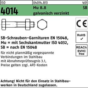 Sechskantschraube ISO 4014 Schaft/Mutter M27x150 Mu 8.8 galv.verz. SB 1St.