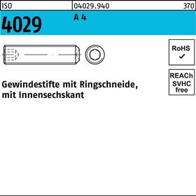 Gewindestift ISO 4029 Ringschneide/Innen-6kt M3x 12 A 4 500 Stück - VPE: 500