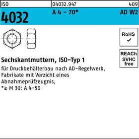 Sechskantmutter ISO 4032 M30 A 4 - 70 AD-W2 1 Stück