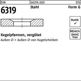 Kegelpfanne DIN 6319 FormG G 14,2x36x 6 Stahl vergütet 50 Stück - VPE: 50