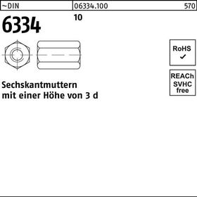 Sechskantmutter DIN 6334 M10 SW 17 10 50 Stück - VPE: 50