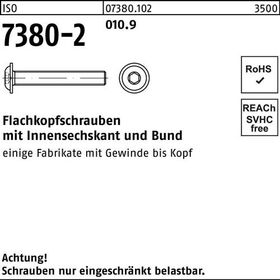 Flachkopfschraube ISO 7380-2 Bund/Innen-6kt M4x 20 010.9 500 Stück - VPE: 500