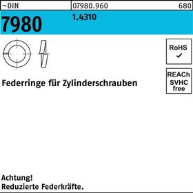 Federring DIN 7980 f.Zylinderschrauben 6 1.4310 100 Stück - VPE: 100