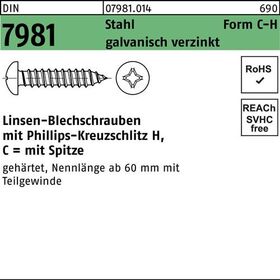 Blechschraube DIN 7981 LIKO PH C3,5x9,5-H Stahl galv.verz. Spitze 100St. - VPE: 100