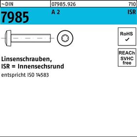 Linsenschraube DIN 7985 ISR M5x 16-T25 A 2 500 Stück - VPE: 500