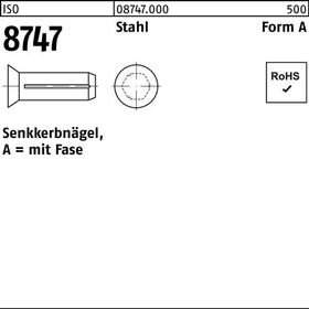 Senkkerbnagel ISO 8747 Fase 5x 20 Stahl 250 Stück - VPE: 250