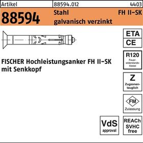 Hochleistungsanker R 88594 FH II 15/15 SK Stahl galv.verz. 25St. FISCHER - VPE: 25