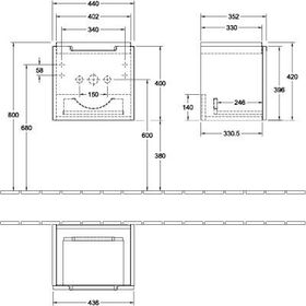 V&B Waschtischunterschrank SUBWAY 2.0 f Wascht. 440x420x352mm bl Matt Lacquer