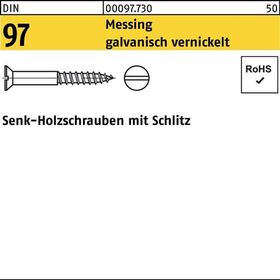 Holzschraube DIN 97 SEKO Schlitz 4x 50 Messing galv. vernickelt 200St. - VPE: 200