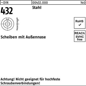 Scheibe DIN 432 Außennase 37 Stahl 25 Stück - VPE: 25