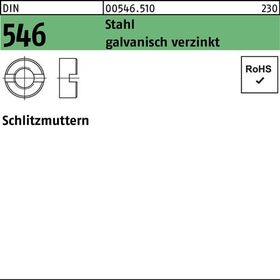 Schlitzmutter DIN 546 M8 Stahl galv.verz. 500 Stück - VPE: 500