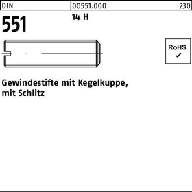 Gewindestift DIN 551 Kegelkuppe/Schlitz M8x 30 14 H 100 Stück - VPE: 100